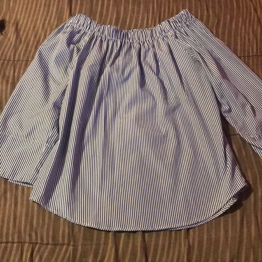 Stripped Blue & White Over the shoulder Top